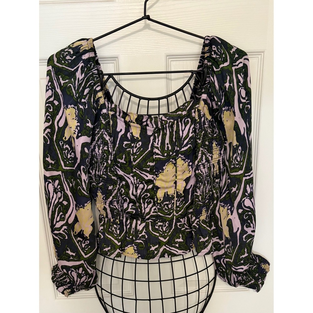 Cleobella Casablanca Floral Smocked Square Neck Blouse S NWT Boho
